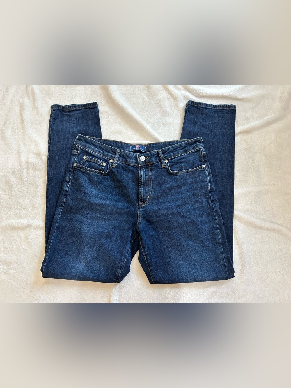 Vineyard Vines Women's Dark Blue Straight-Leg Jeans EUC